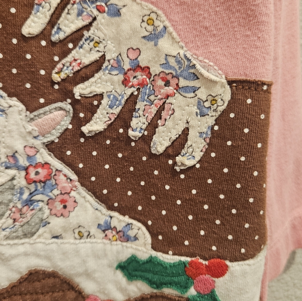 Mini Boden Pink Long Sleeve Tunic/Dress with Horse and Bird Design Size 8/9 - Picture 3 of 4